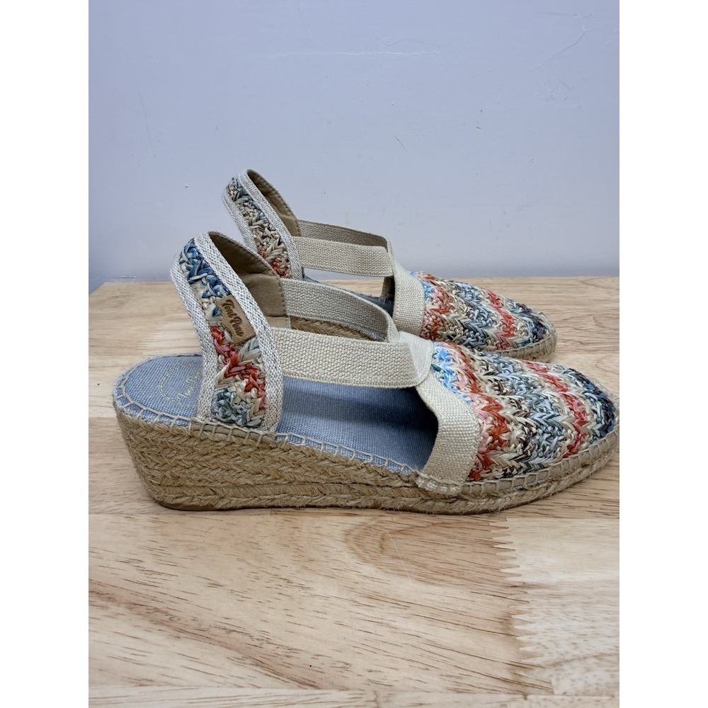 Toni Pons Espadrille Wedge Sandal Womens 40 Multicolor Woven Slingback Spain #23